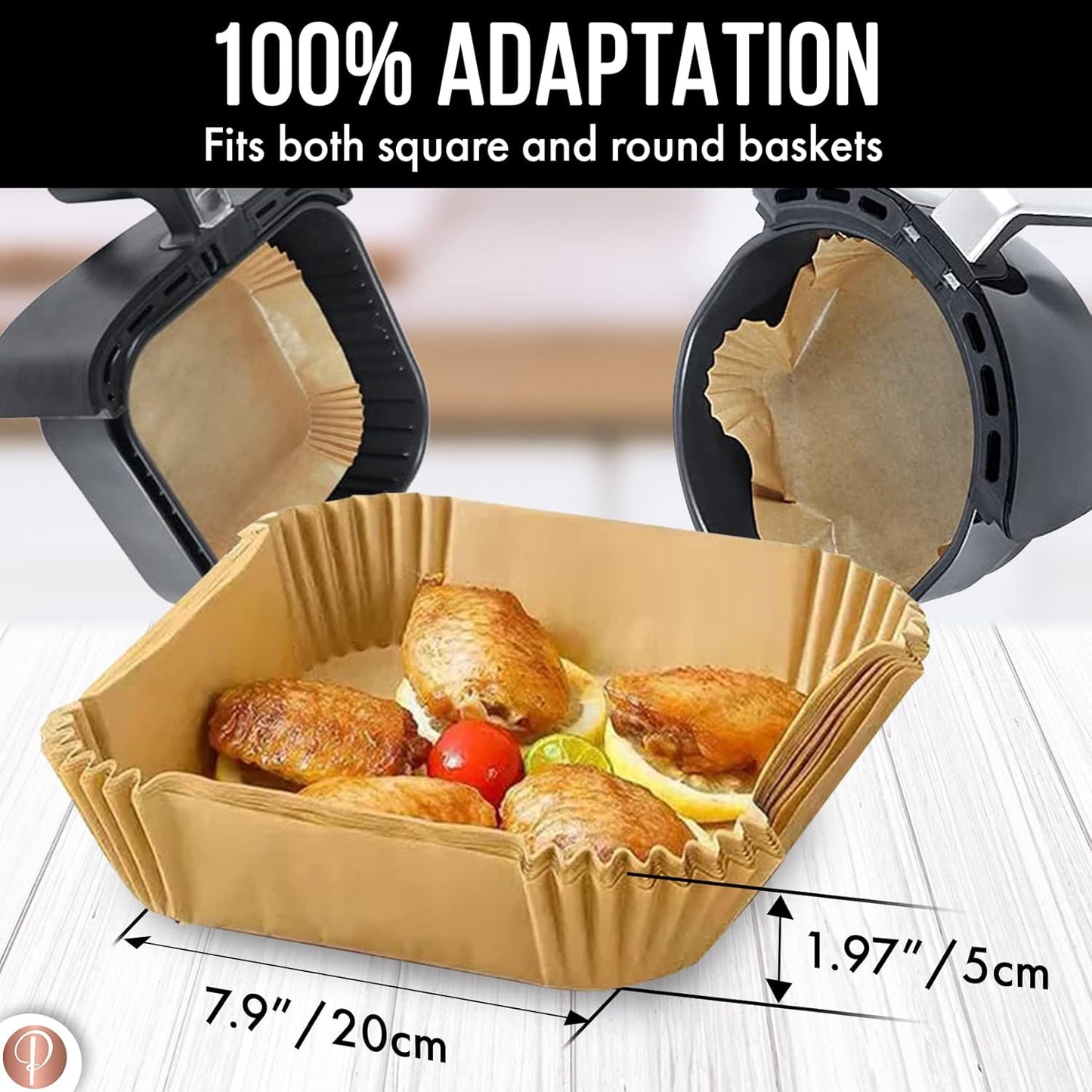 100pcs, 7.9 Inch Disposable Air Fryer Liners, Square for 4.3-8L Basket