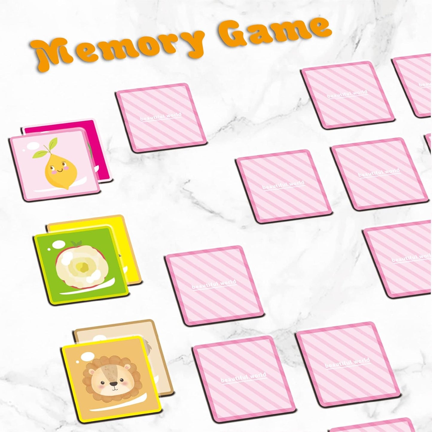 BLOT Memory Games for Kids 60pcs Memory Matching Game Cute Animal Fruit Memory Cards