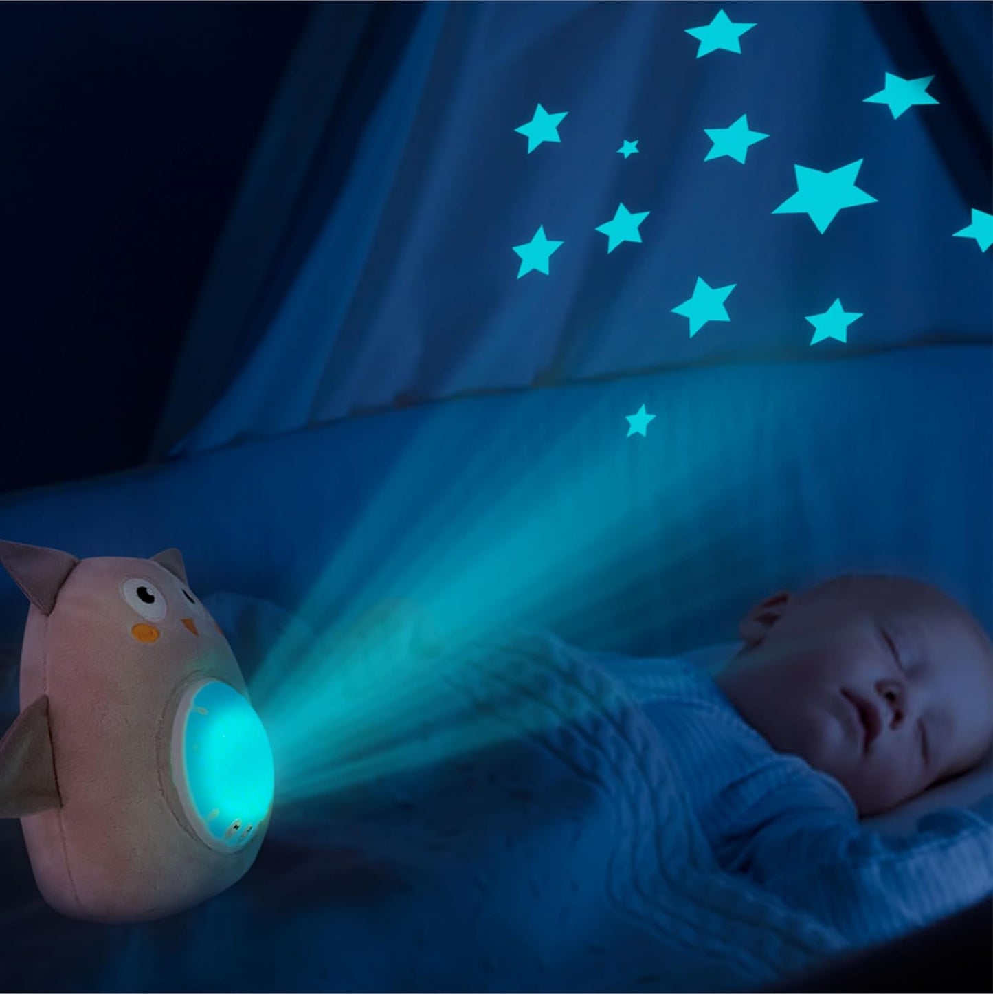 Plush Baby Owl Sleep Soother with Calming Sounds and Starry Projector