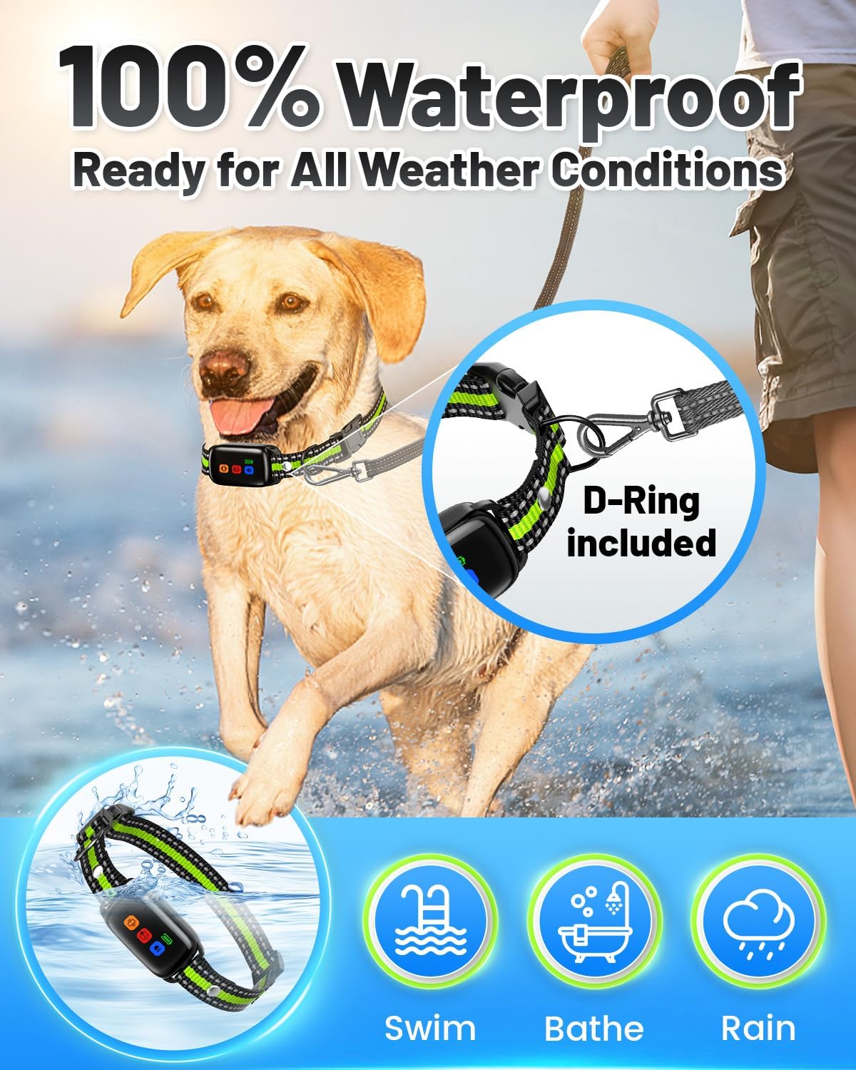 Dog Training Collar with Remote, 2000ft Anti Bark Collar for 10-120lbs Small Medium Large Dogs