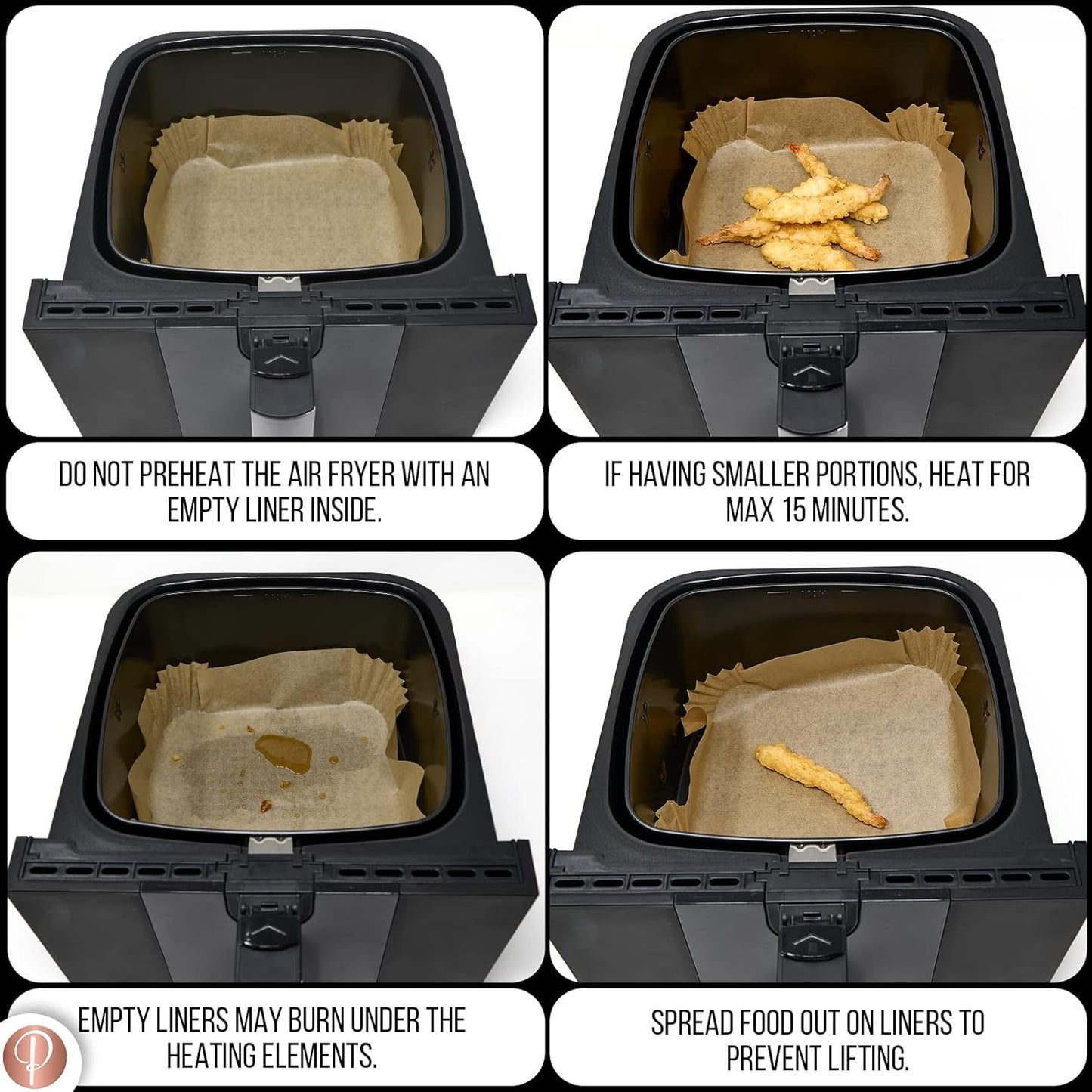 100pcs, 7.9 Inch Disposable Air Fryer Liners, Square for 4.3-8L Basket