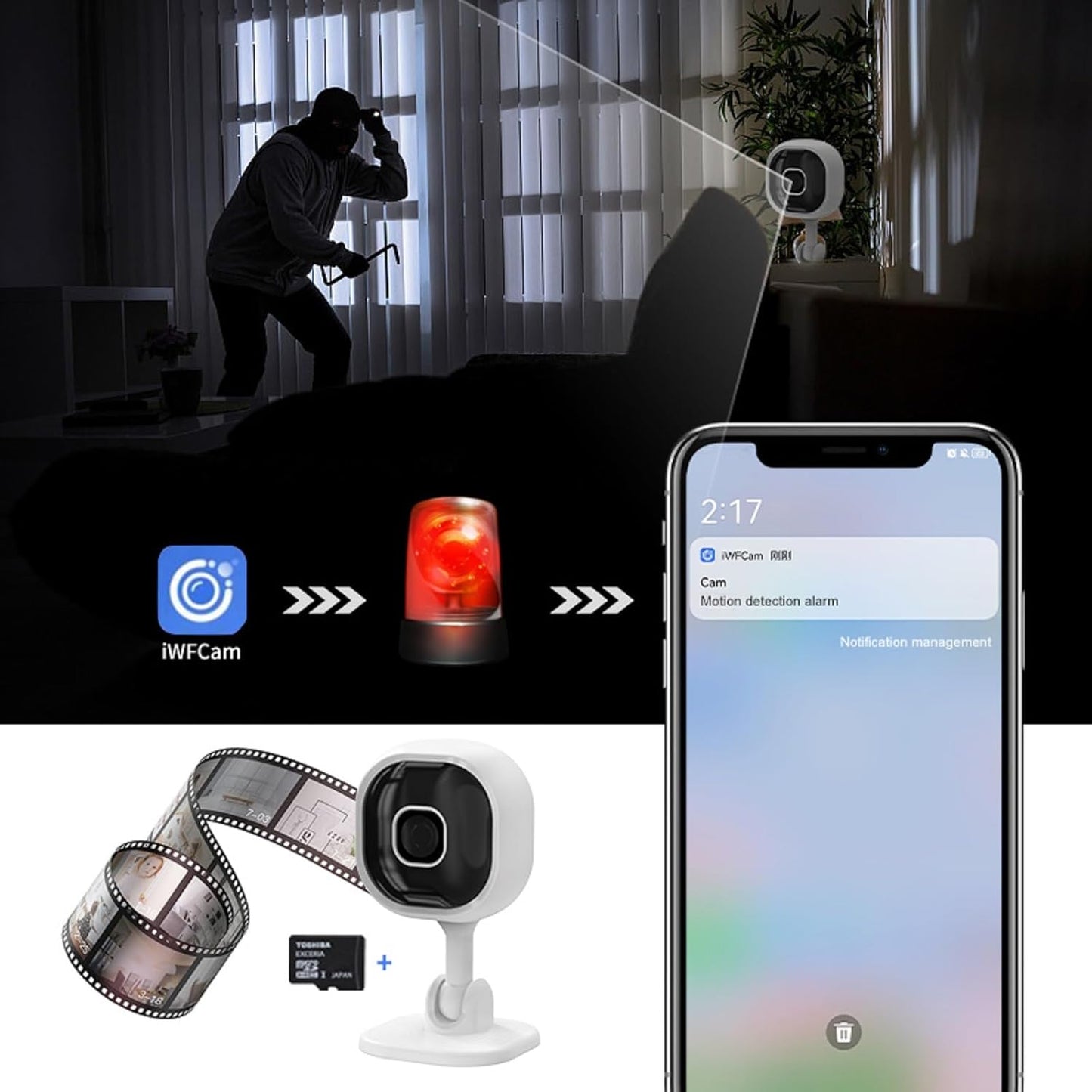 1080P Indoor Security MIni Camera for Baby Monitor, Home Security Camera, Pet Camera w/Motion Detection
