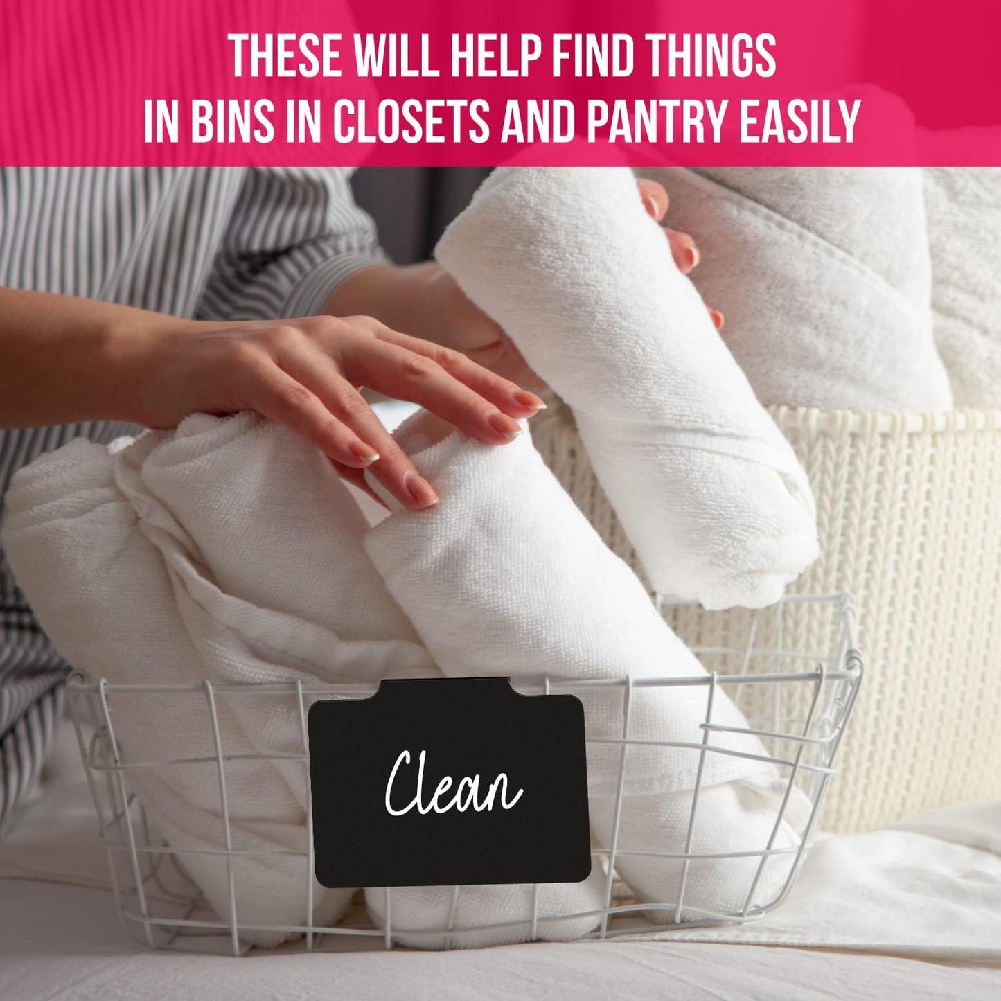 10 Basket Labels Clip On for Pantry Organization & Storage