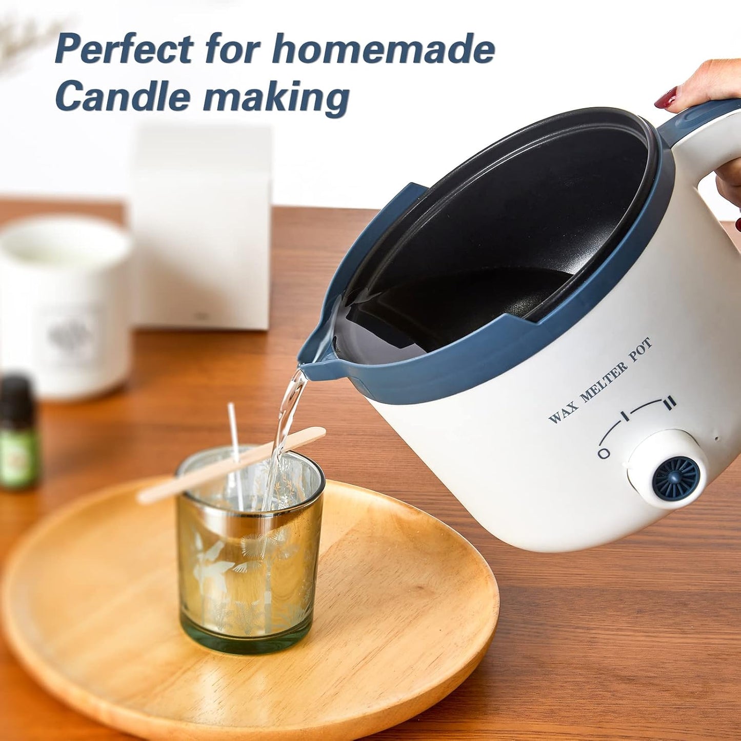 Electric Non Stick Candle Wax Melter, Wax Melting Pot for Candle Making with Rotary Switch