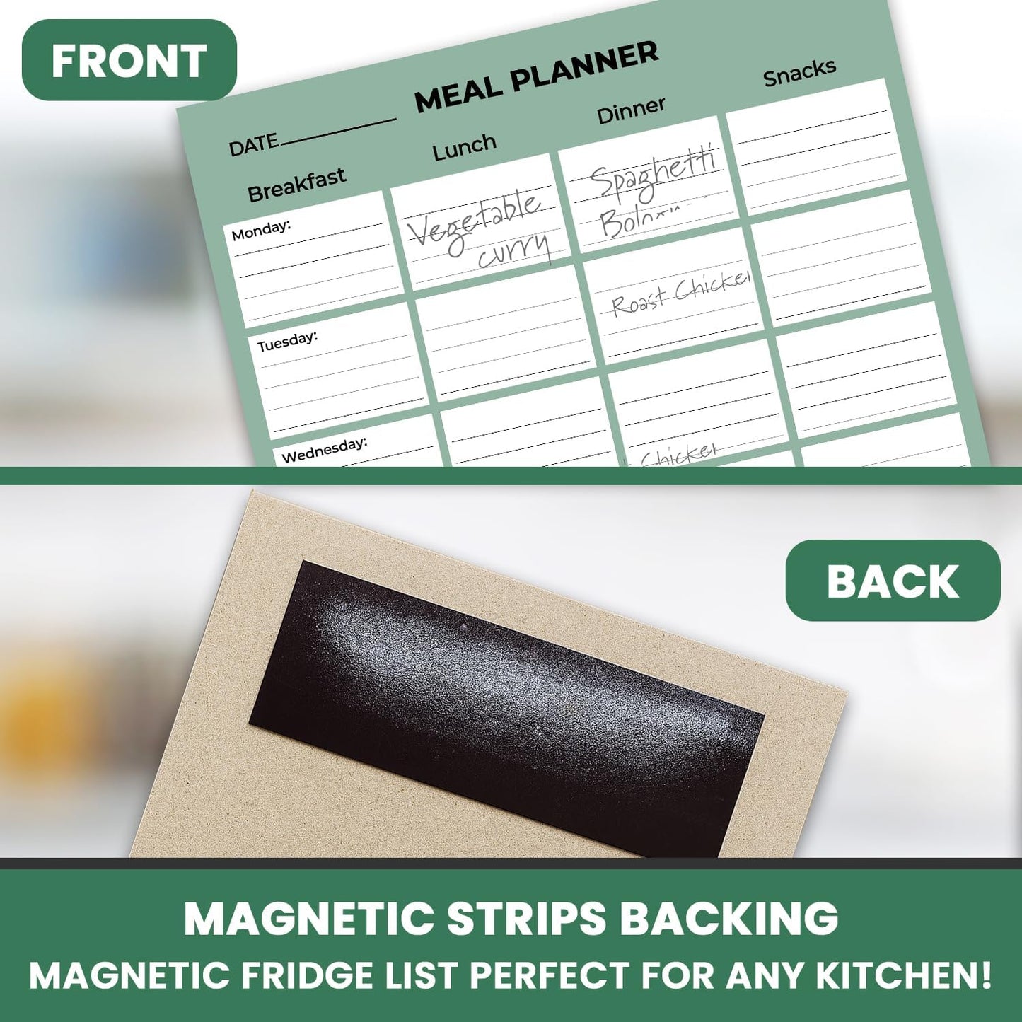 Magnetic Weekly Meal Planner Pad Days of The Week 52 Sheets, Scheduler, Task Notes and to Do Lists