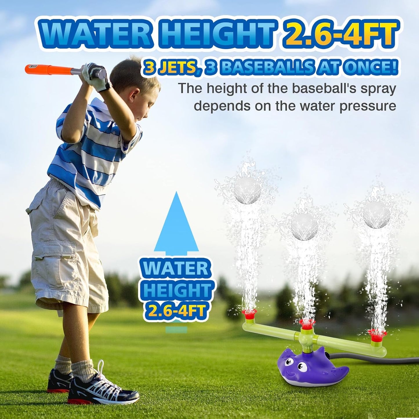 4-in-1 Water Sprinkler Baseball & Rocket Launcher for Kids