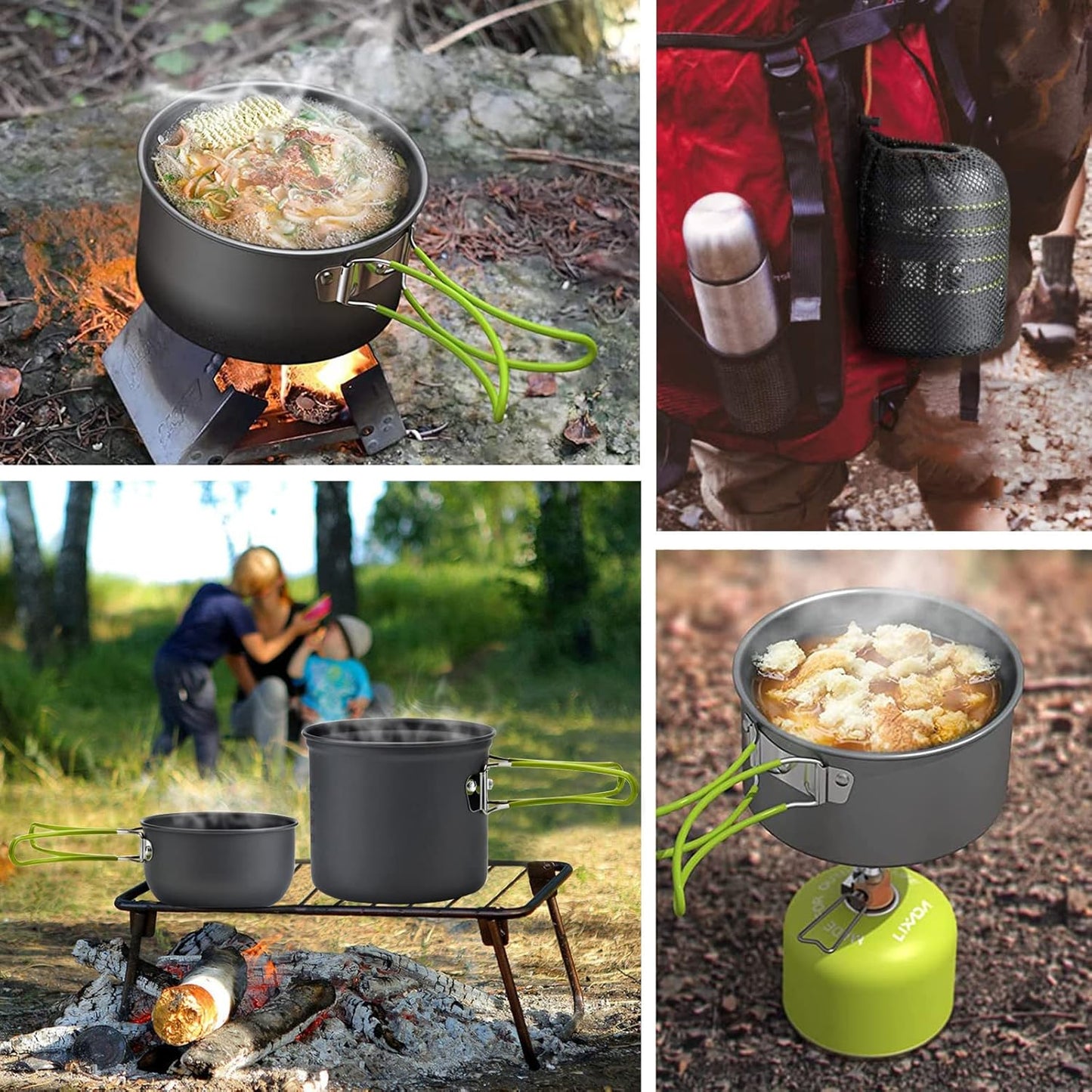 Camping Cookware Mess Kit, Cooking Gear for Outdoor, Cooking Equipment