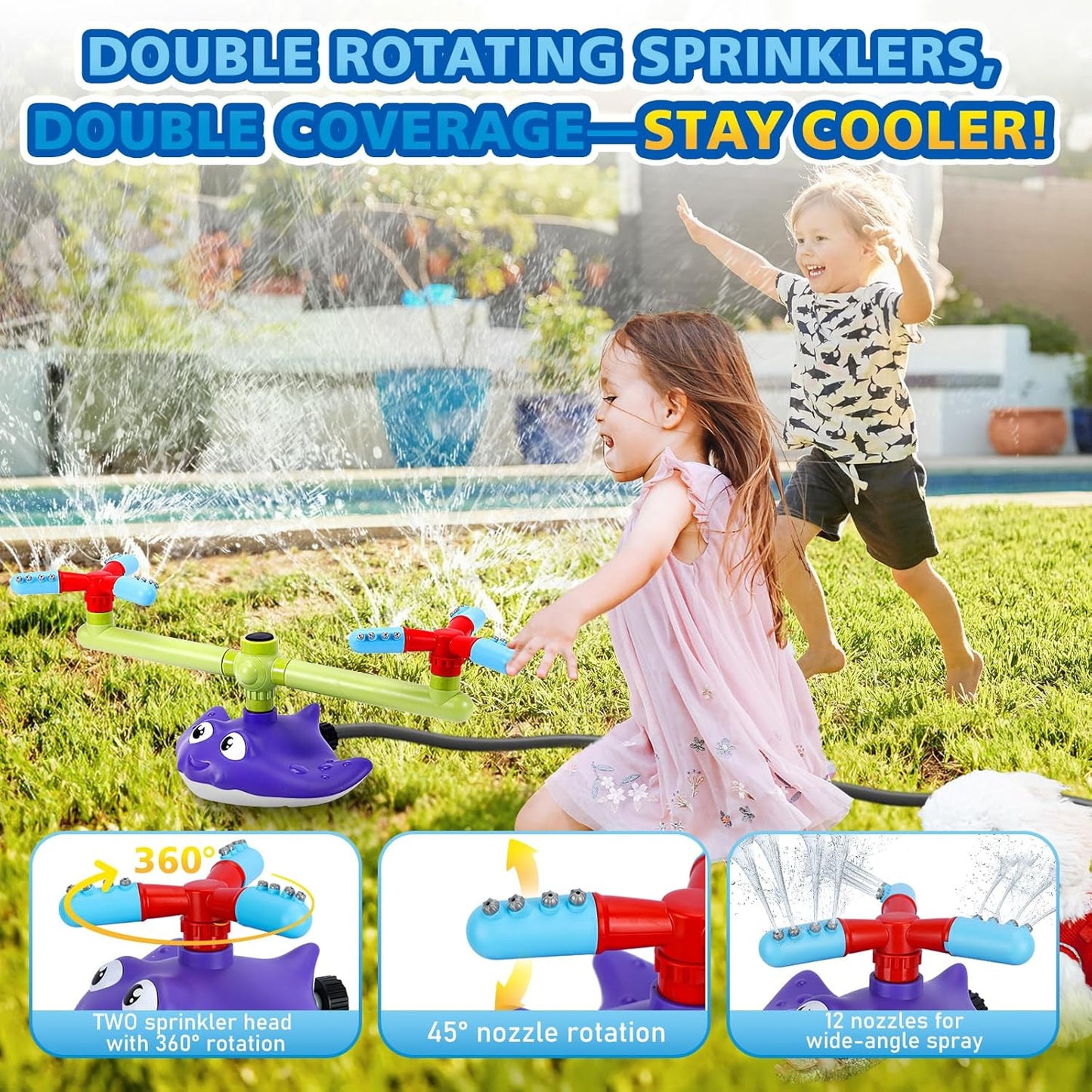 4-in-1 Water Sprinkler Baseball & Rocket Launcher for Kids