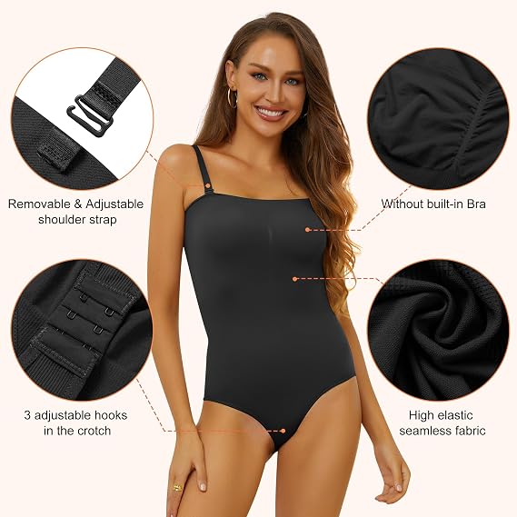 Hioffer Strapless Shapewear Bodysuits Tummy Control for Women Full Body Shaper Butt Lifter Shaping Briefs
