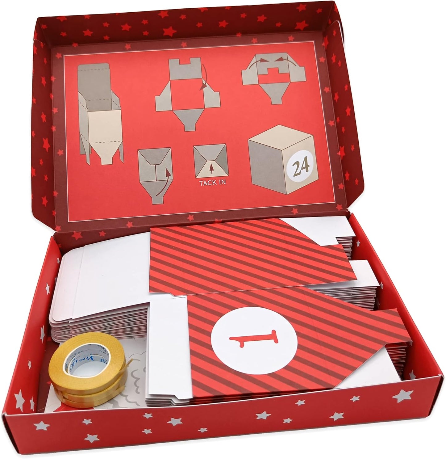 The Heritage Press DIY Christmas Box Advent Calendar Kit with Printed Numbers for Family and Friends
