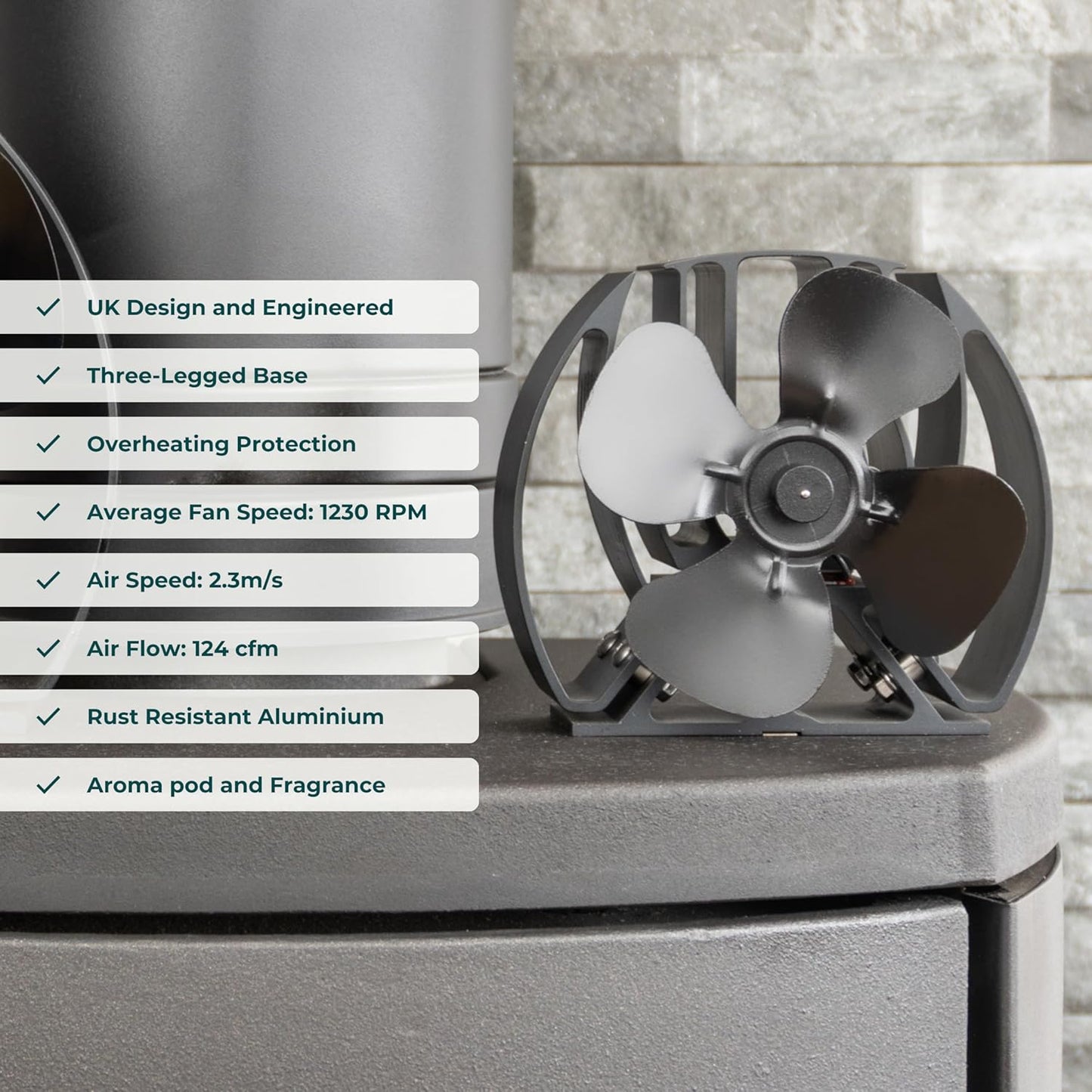 Mini Viking Air Stove Fan 4-Blade Heat Powered Fan