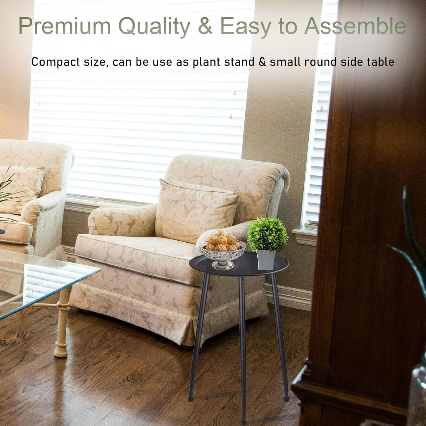 Indoor Plant Stand, Heavy Duty Metal Tall Plant Holder, Height 50 cm/19.7 Inch Round Side Table