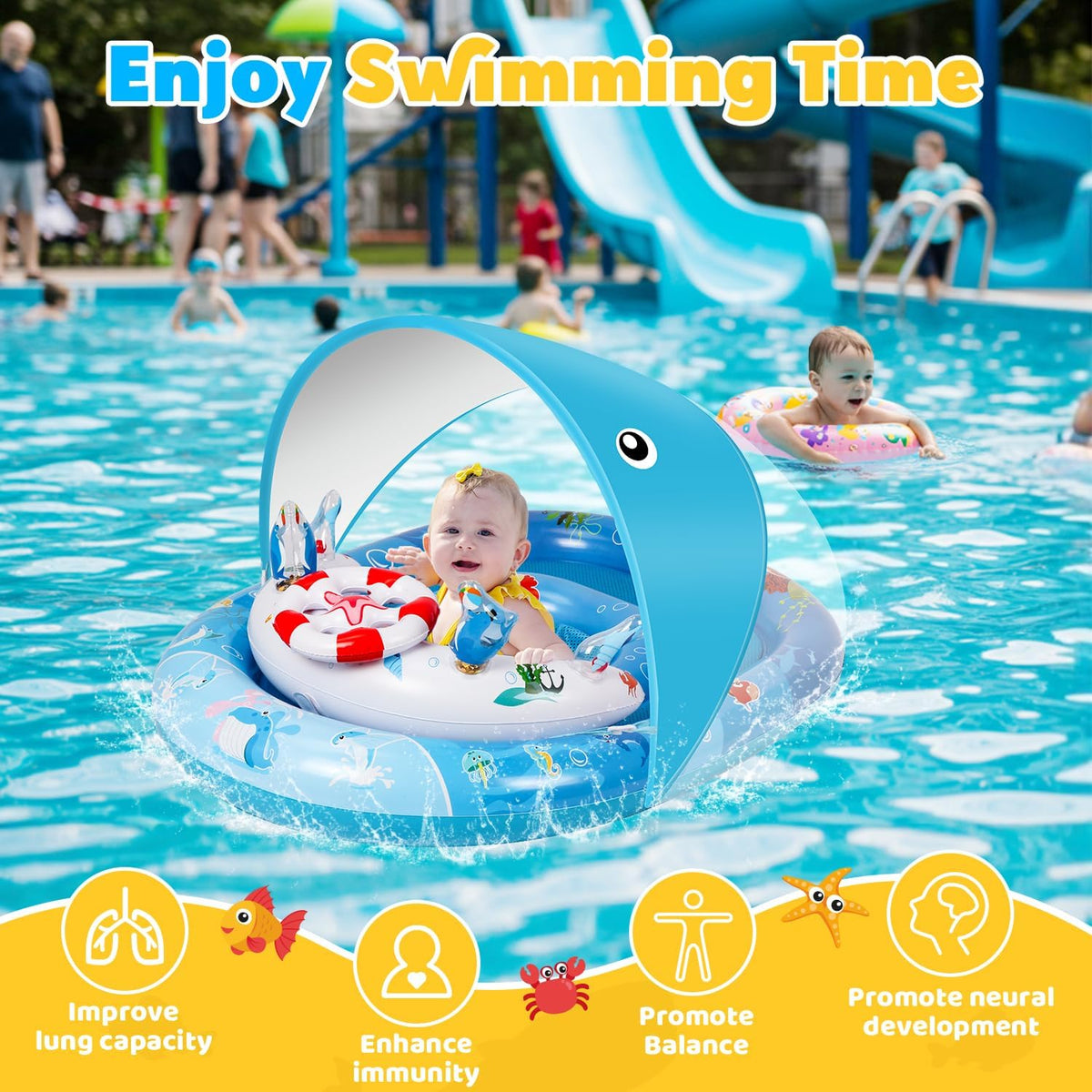 Inflatable Pool Float, ACELIFE Swimming Float with Adjustable Safety Seat | Swimming Pool Float Swimming Ring Dual Airbag Safe Design
