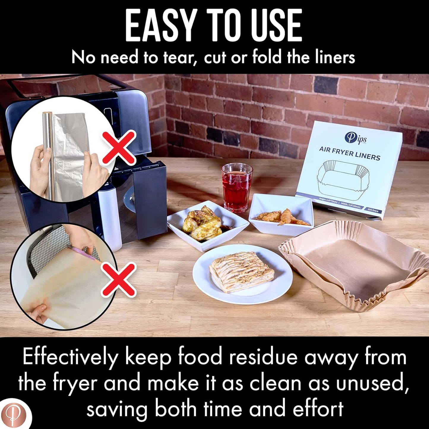 100pcs, 7.9 Inch Disposable Air Fryer Liners, Square for 4.3-8L Basket