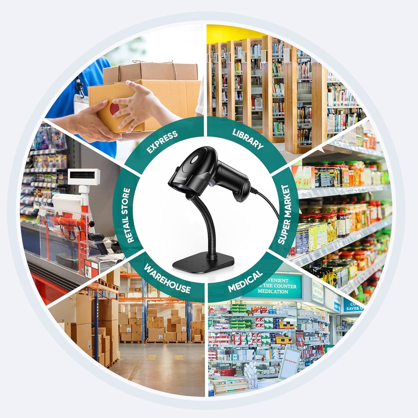 Barcode Scanner with Stand, USB Wired Inventory 2D/1D