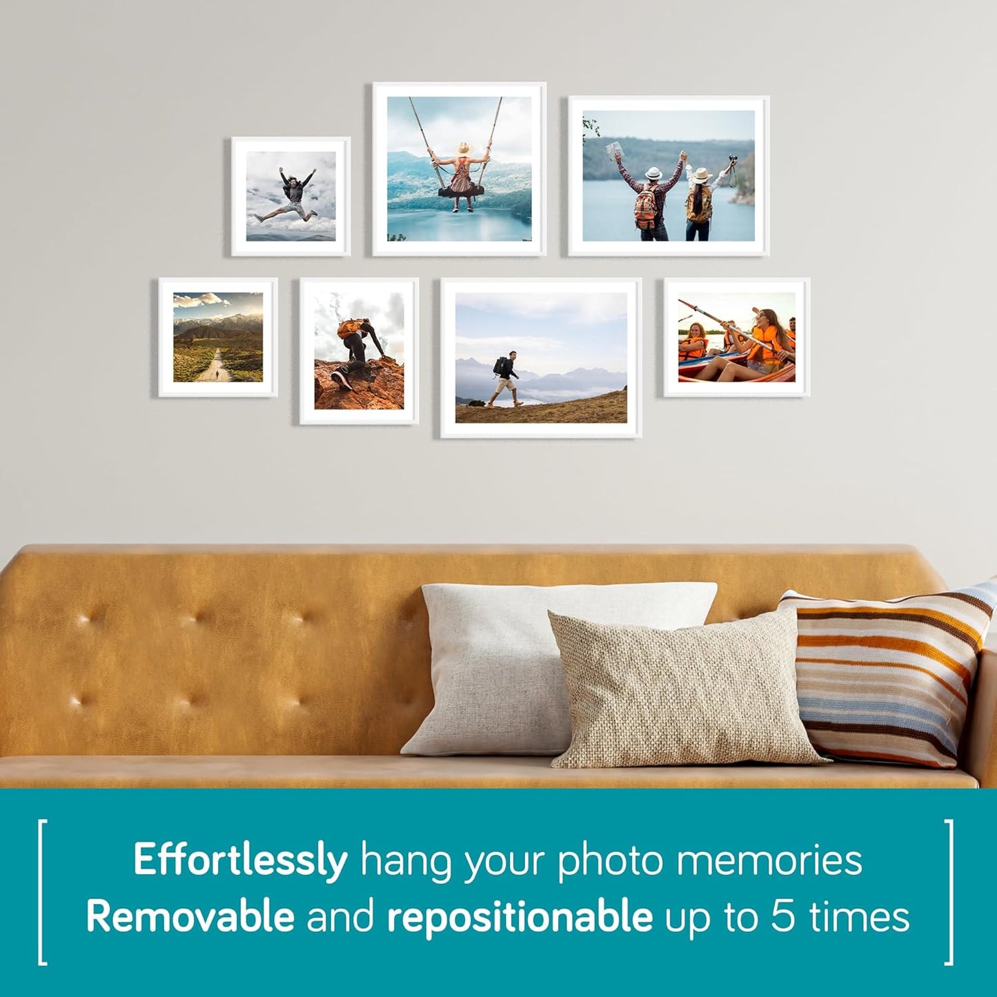 Adventa 8x8 white photo frame ideal for showcasing your cherished memories on the wall
