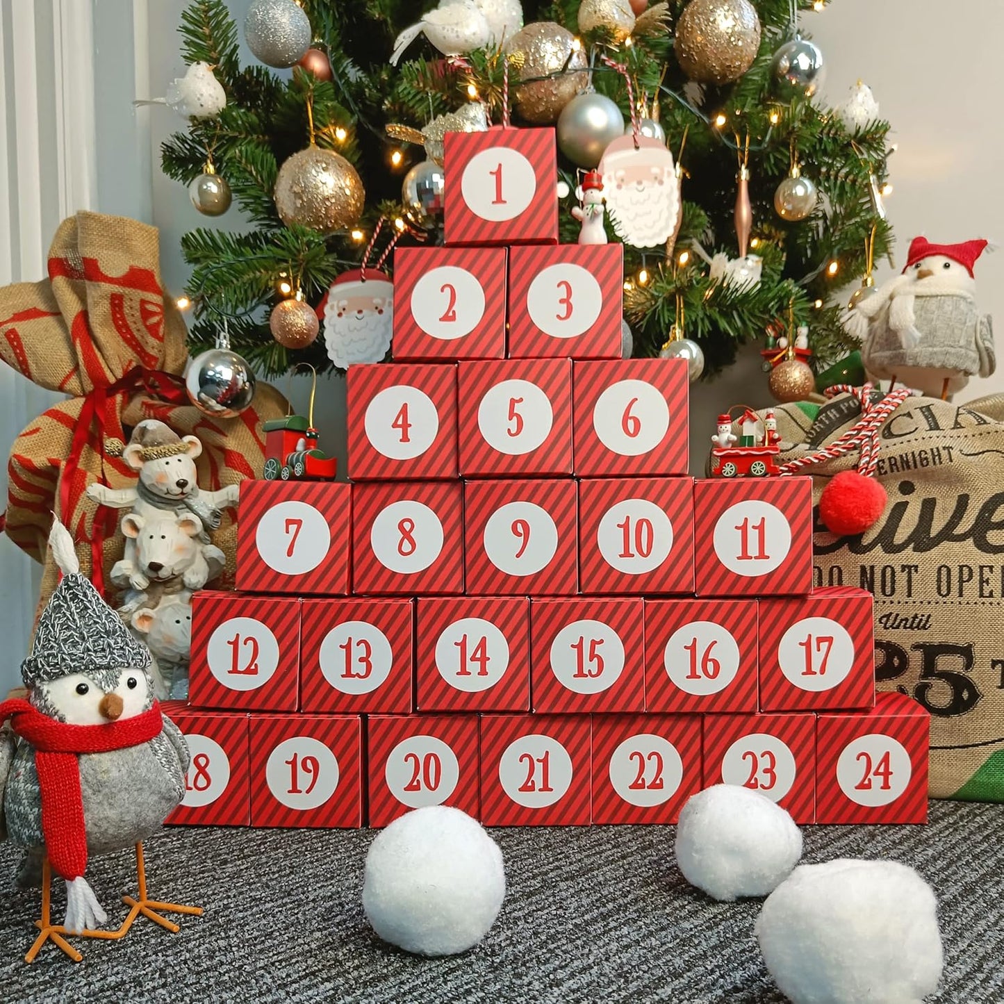The Heritage Press DIY Christmas Box Advent Calendar Kit with Printed Numbers for Family and Friends