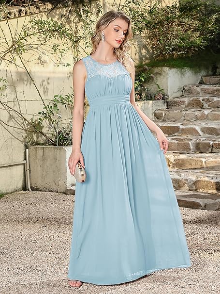 Women's Vintage Chiffon Evening Dress (Size: XS Colour: Blue)