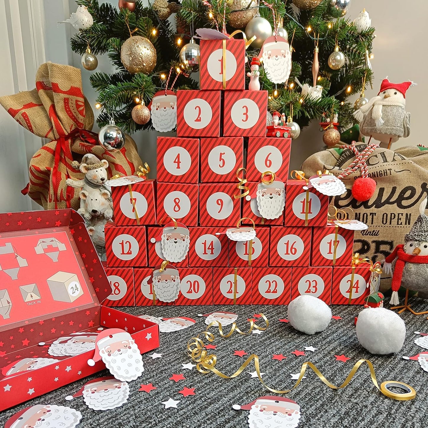 The Heritage Press DIY Christmas Box Advent Calendar Kit with Printed Numbers for Family and Friends