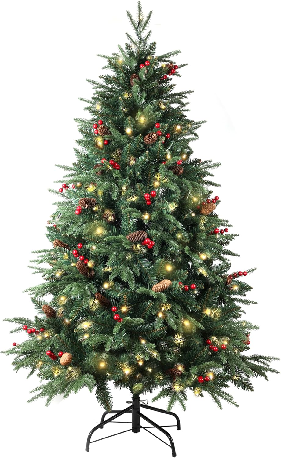 A-SZCXTOP pre-lit Christmas tree 5ft decorated with pine cones and red berries