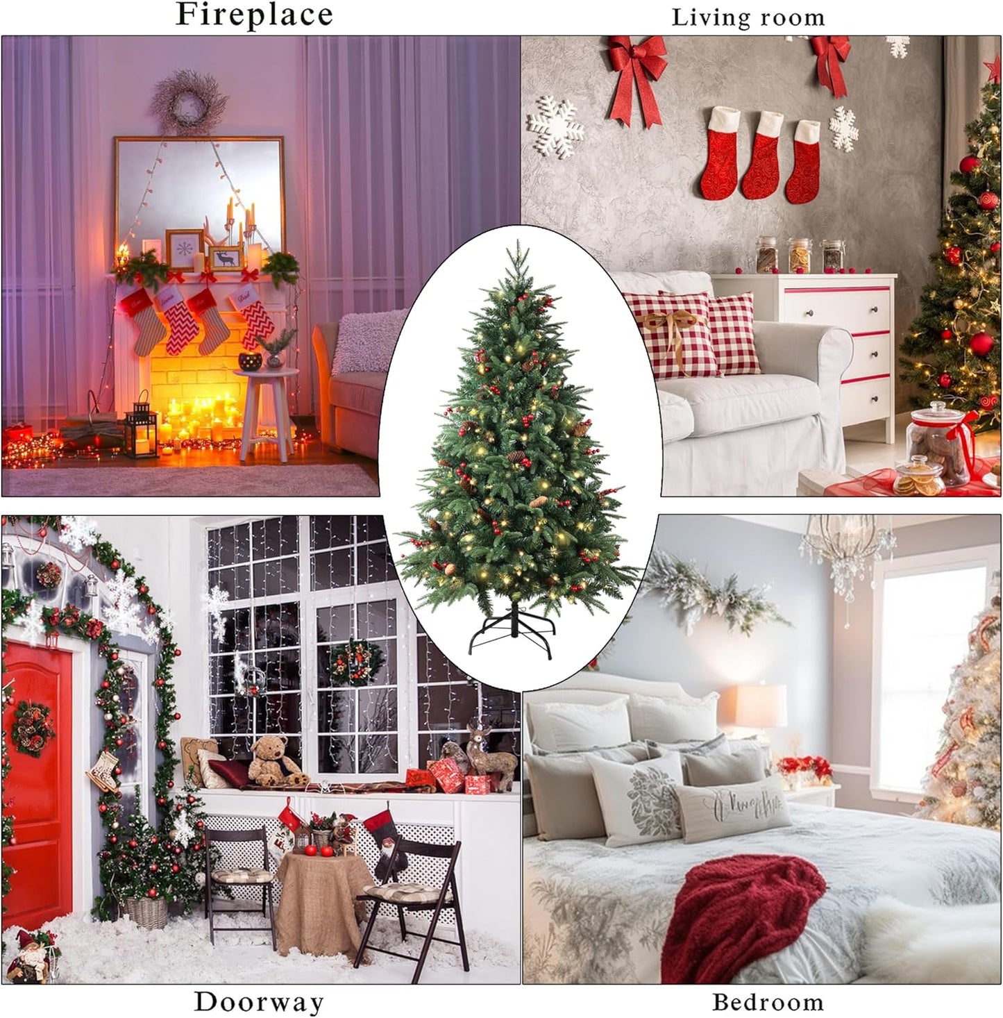 A-SZCXTOP pre-lit Christmas tree 5ft styled in festive home settings with decorations