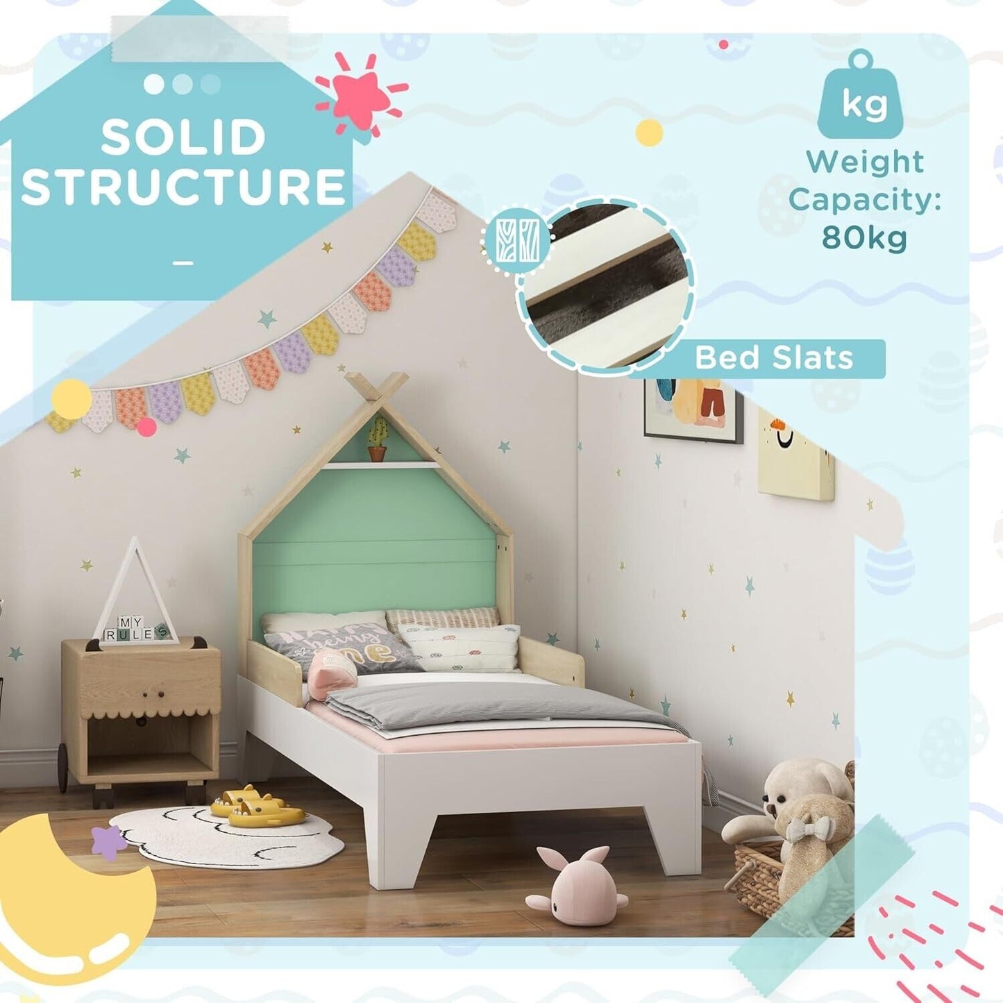 AIYAPLAY single bed for kids with solid structure and cute design for comfortable sleeping