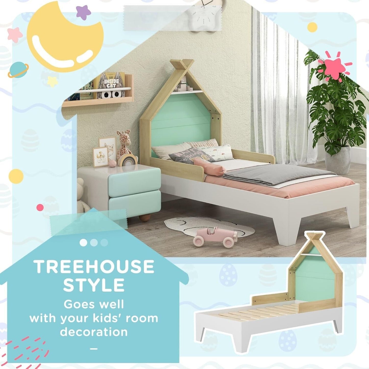 AIYAPLAY single bed for kids in treehouse style, perfect for children's room decoration