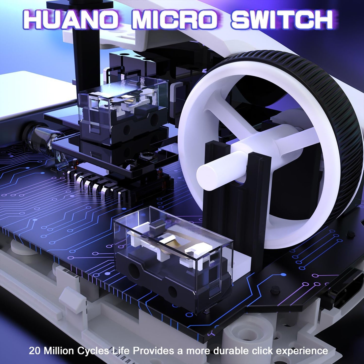 Attack Shark Huano Micro Switches inside a gaming mouse for enhanced durability and performance