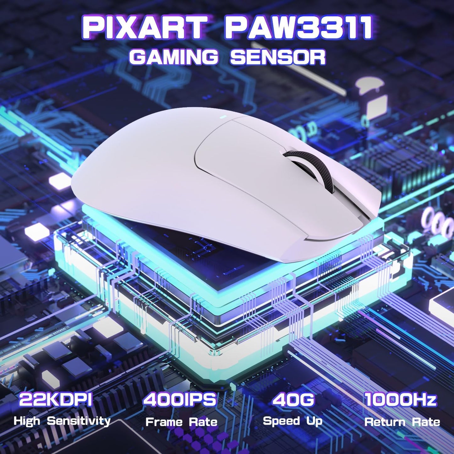 Attack Shark gaming mouse featuring PixArt PAW3311 sensor with high sensitivity and rapid response rates