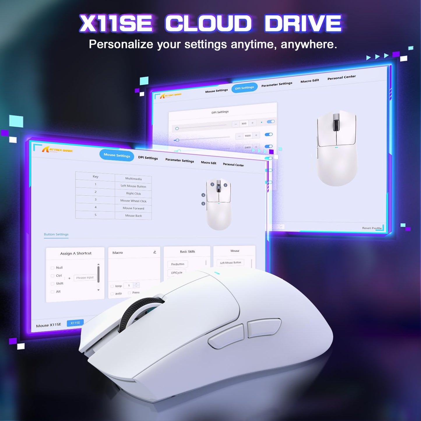 Attack Shark X11SE Cloud Drive Wireless Mouse with Customisable Settings for Enhanced Performance
