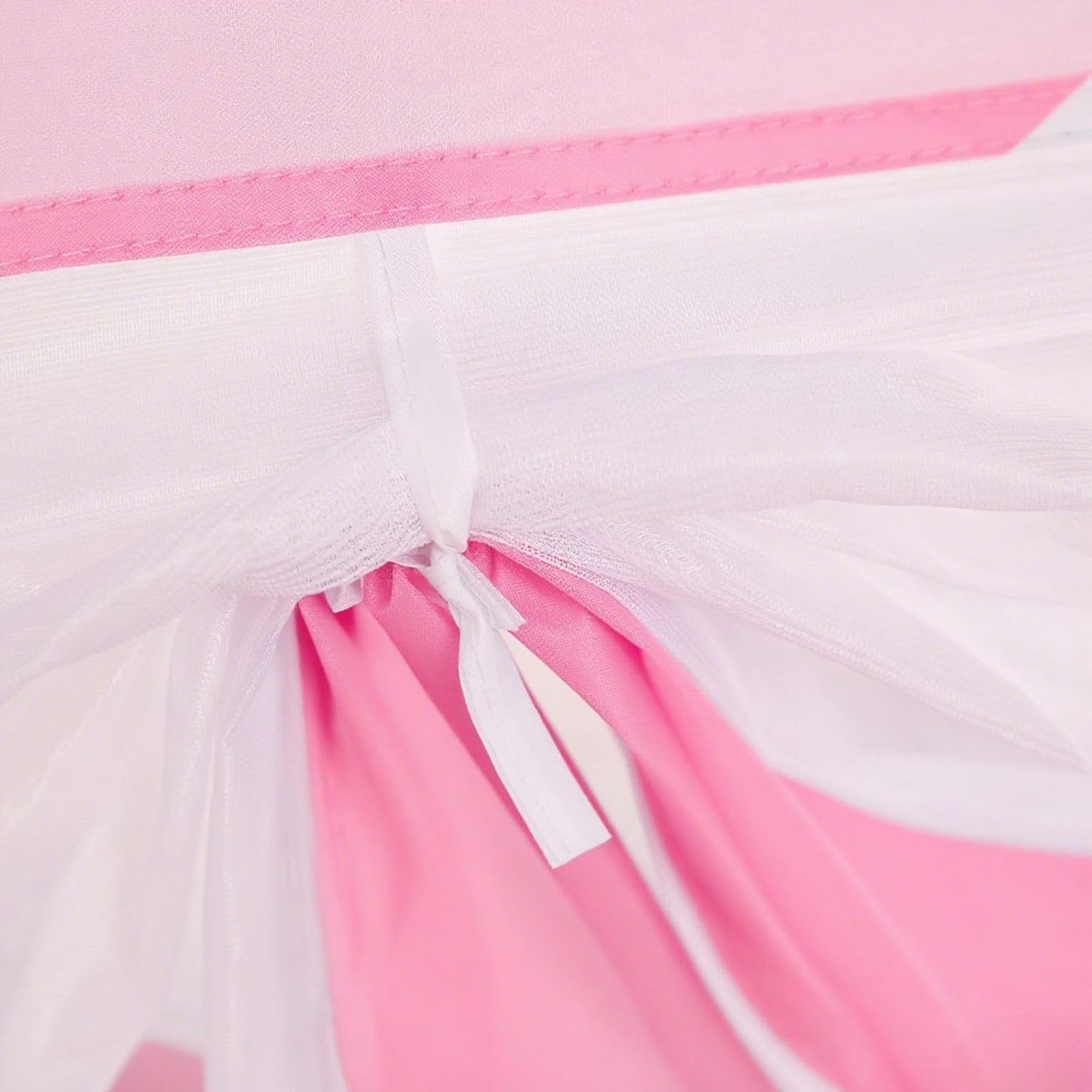 Pink baby crib tent to stop climbing with secure ties for safety and comfort