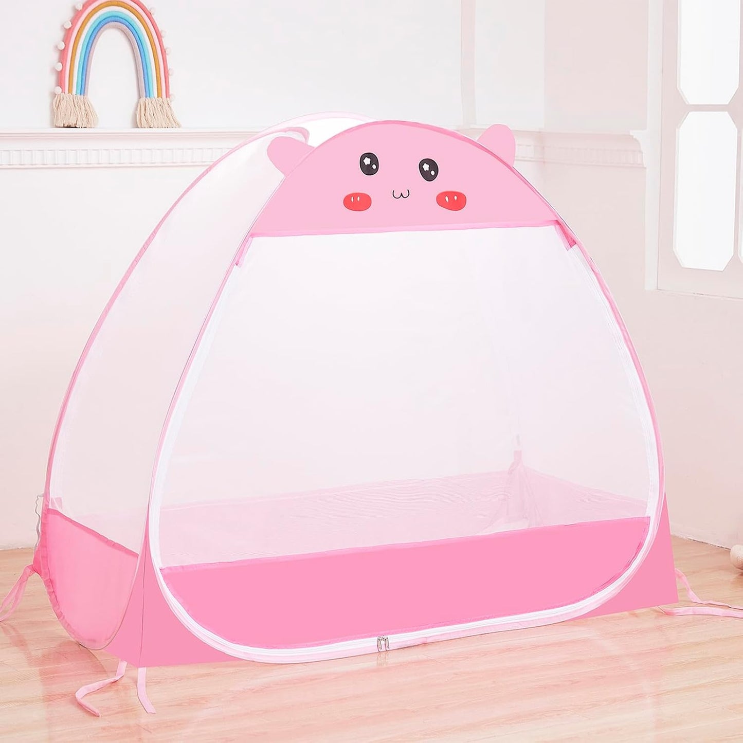 ZIQINPSQ Baby Crib Tent to Stop Climbing, Soft Pink Design for Safe Sleep Environment