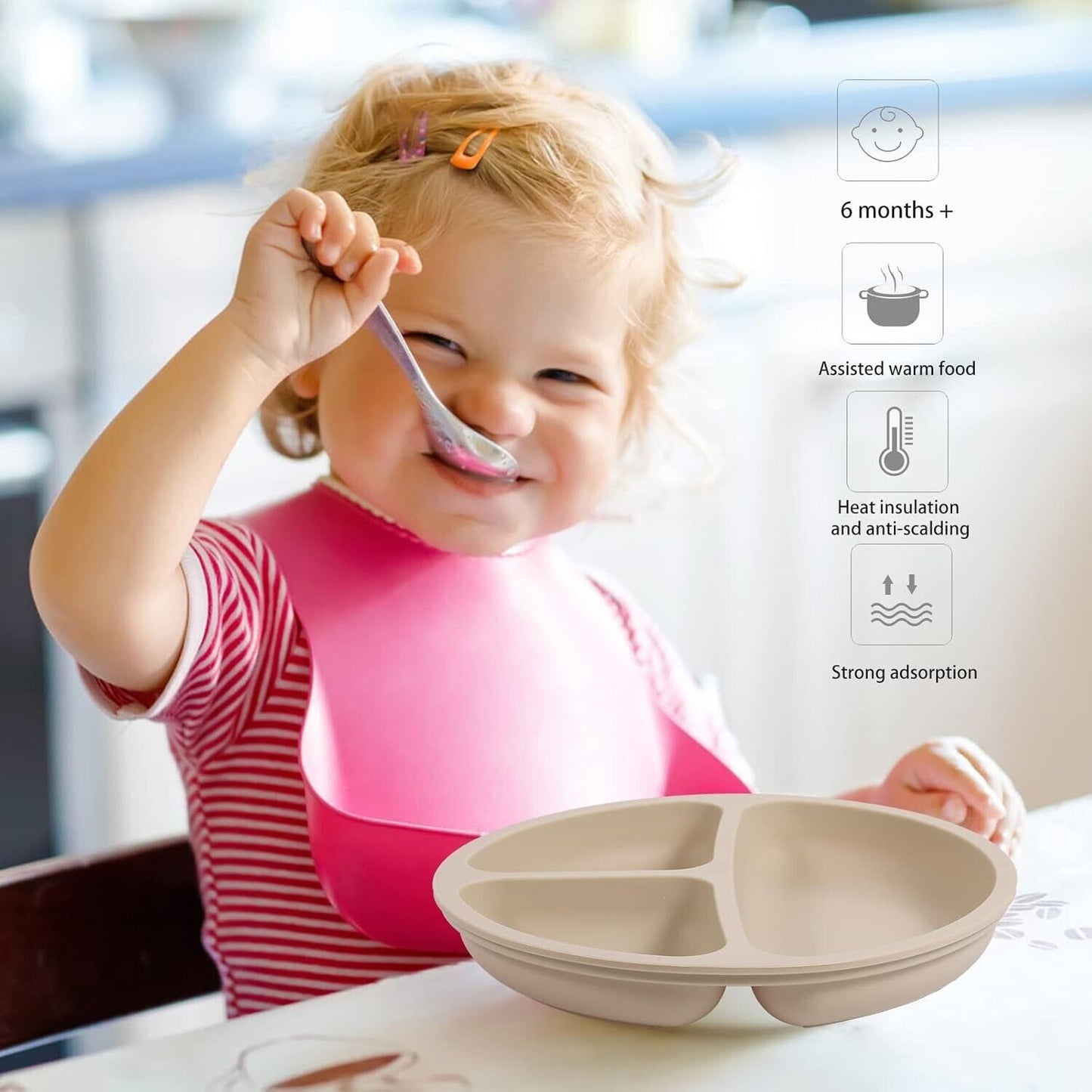 The Trading Warehouse divided feeding plate for toddlers with heat insulation and anti-scalding features