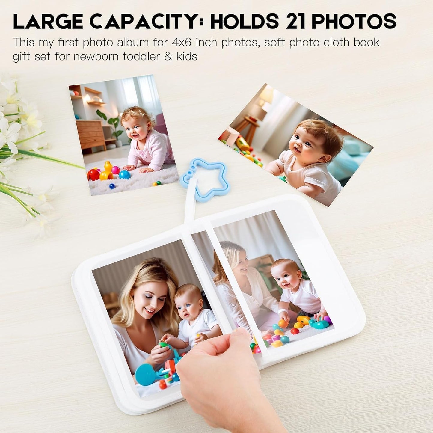 Niselity baby first photo album with capacity for 21 photos, designed for newborns and toddlers