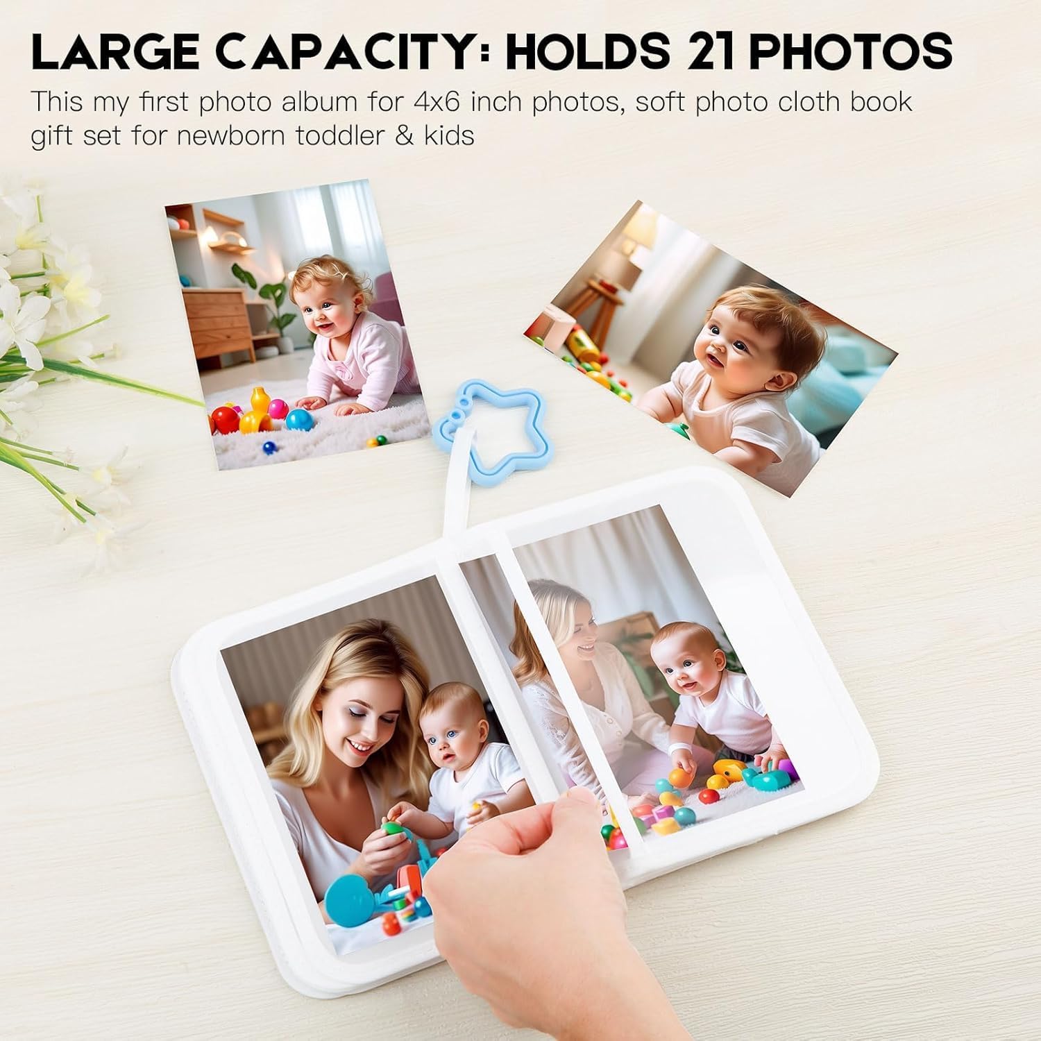 Niselity baby first photo album with capacity for 21 photos, designed for newborns and toddlers