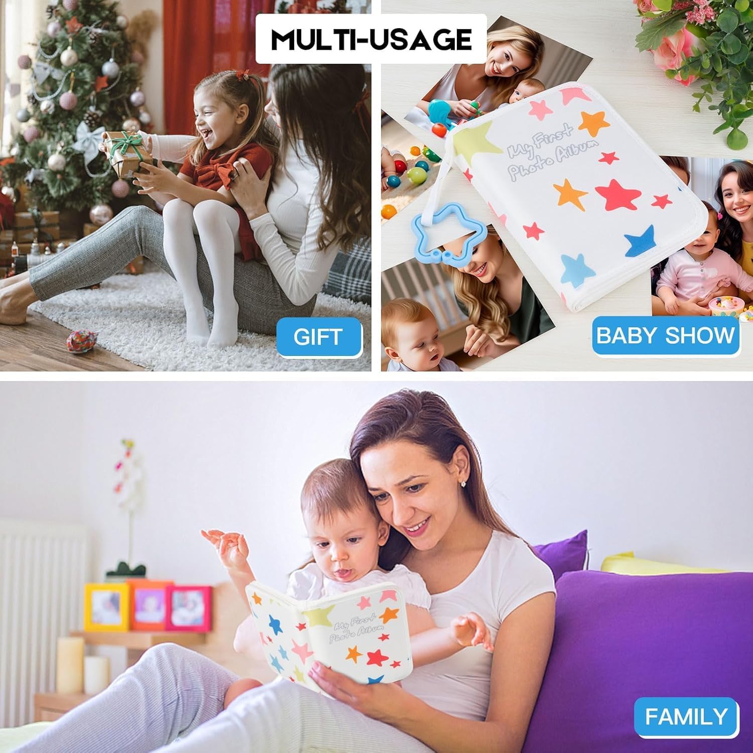 Niselity baby first photo album with colourful star design for capturing precious memories