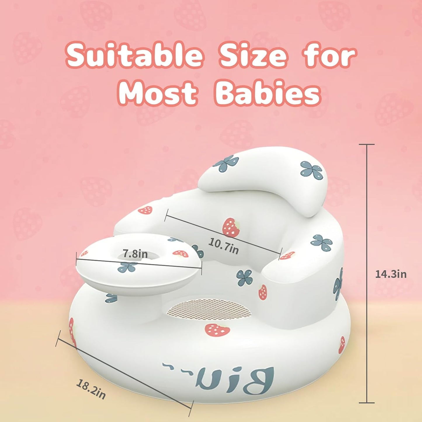 Ann Bully Baby Inflatable Seat in White with Floral Design for Comfort and Support