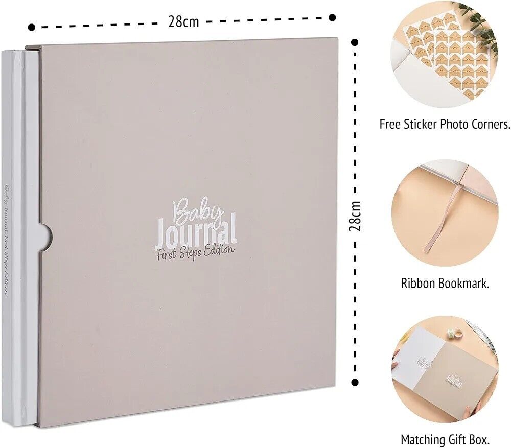 Gateway22 baby journal first steps edition with ribbon bookmark and free sticker photo corners