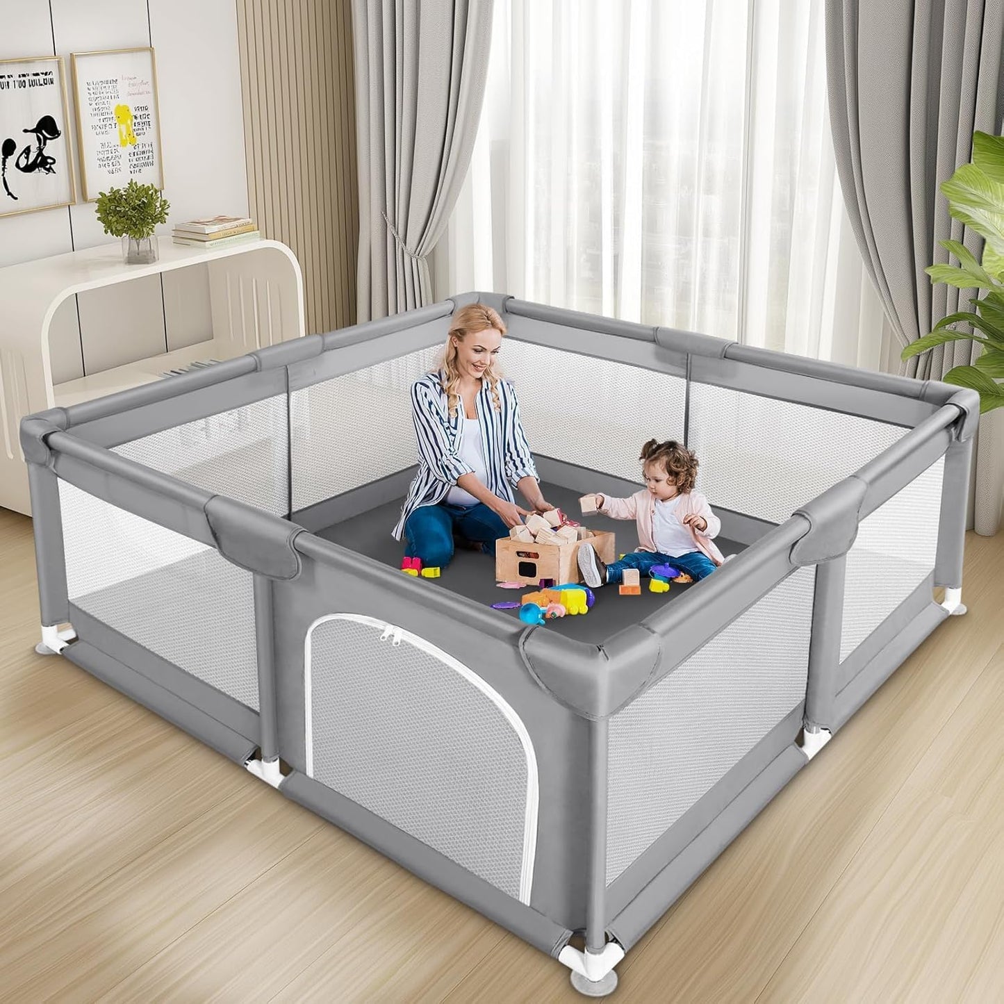 Treeboy baby playpen with mesh sides providing a safe play area for toddlers and infants