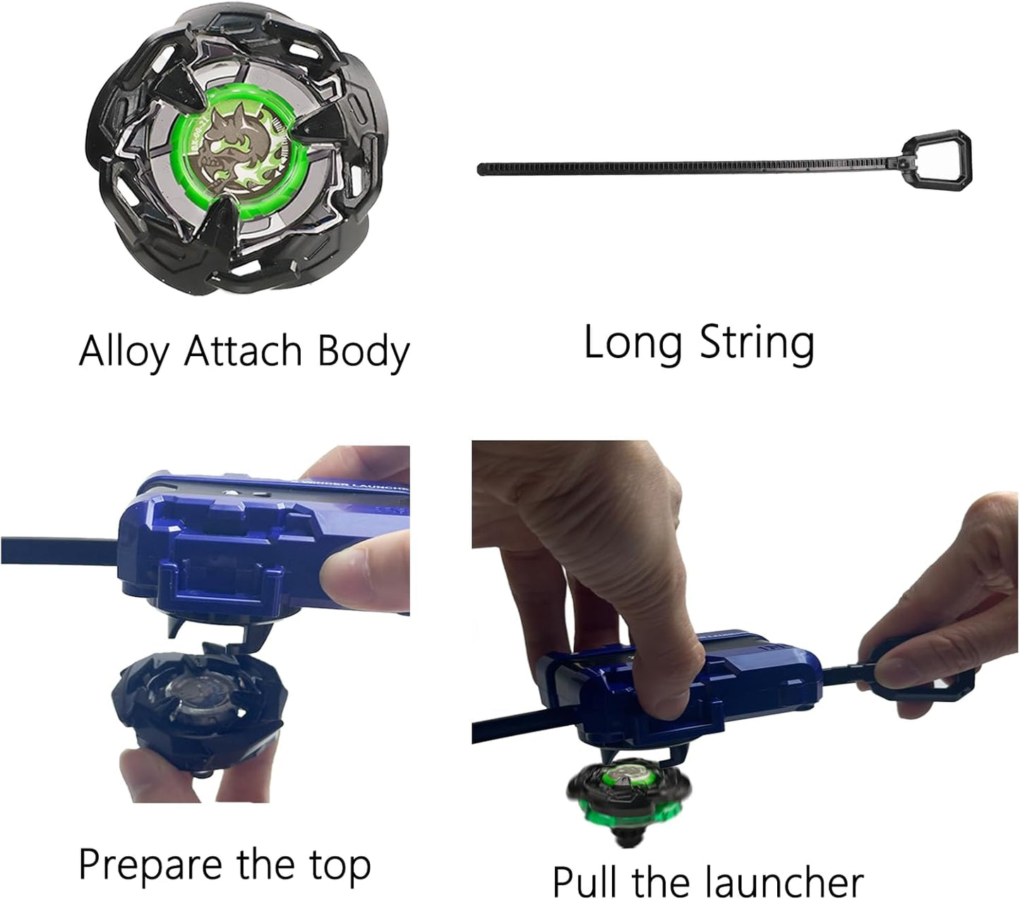 Topgyro X battling top burst toy set components including alloy body and launcher for fun battles