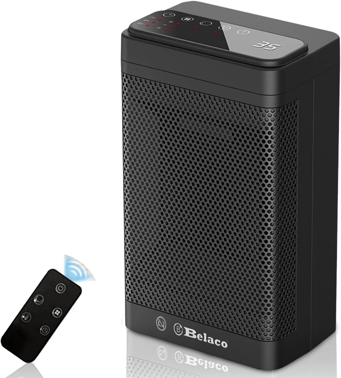 Belaco PTC ceramic heater in black with remote control for efficient home heating