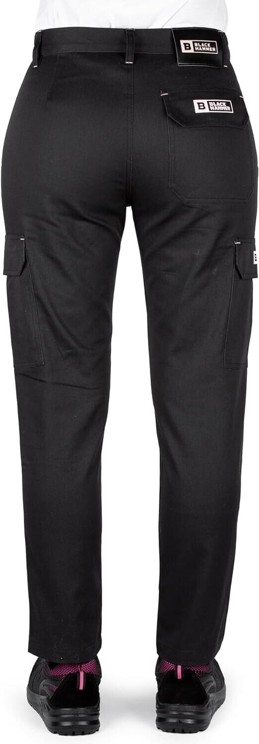 Black Hammer cargo pants size 14 shown from the back with multiple pockets and black fabric
