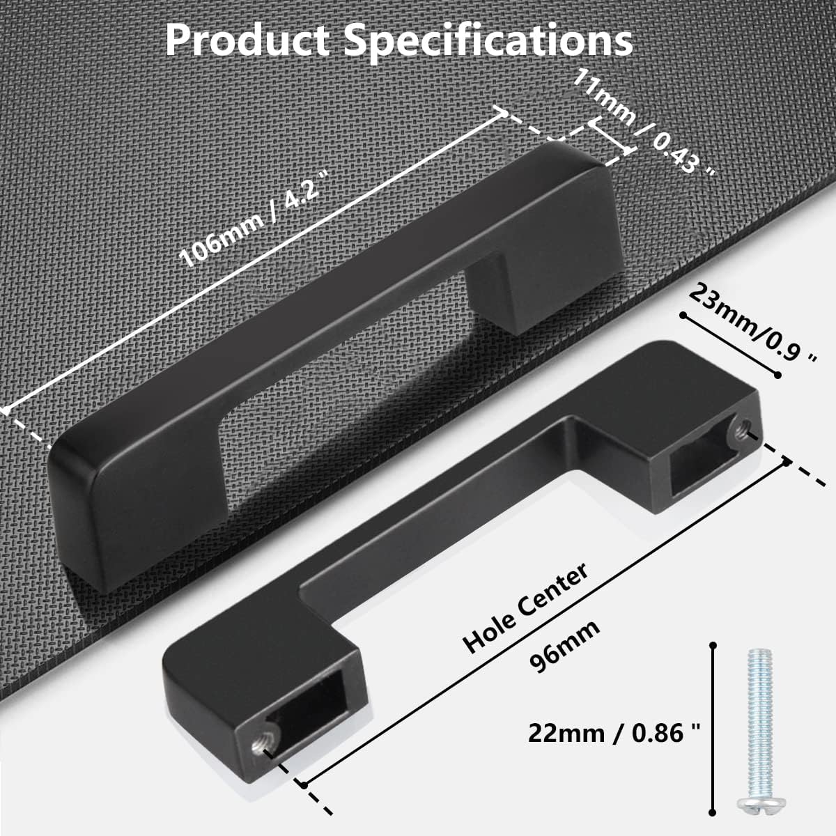 GUWINA black kitchen cabinet handles 96mm with sleek design and durable finish for modern kitchens