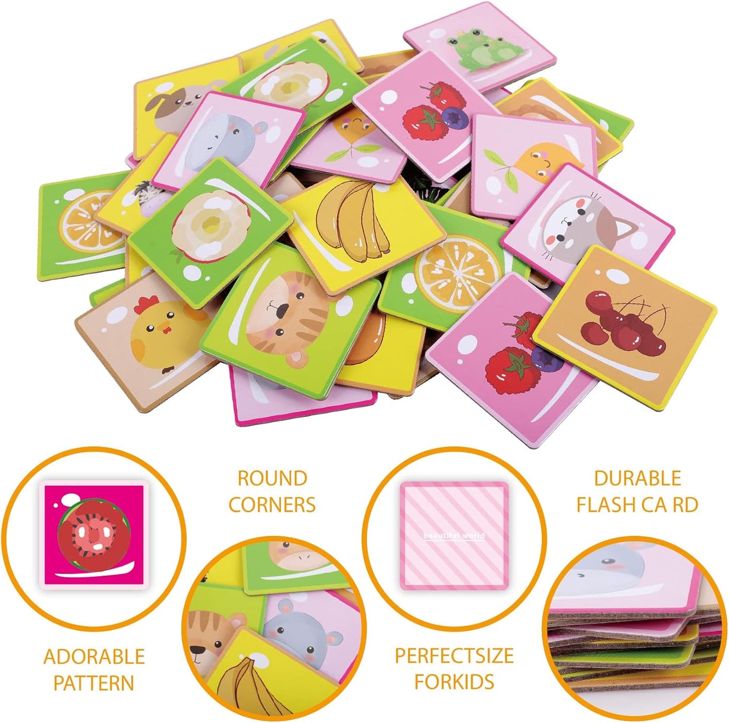 BLOT colourful memory matching game for kids with adorable patterns and durable flash cards