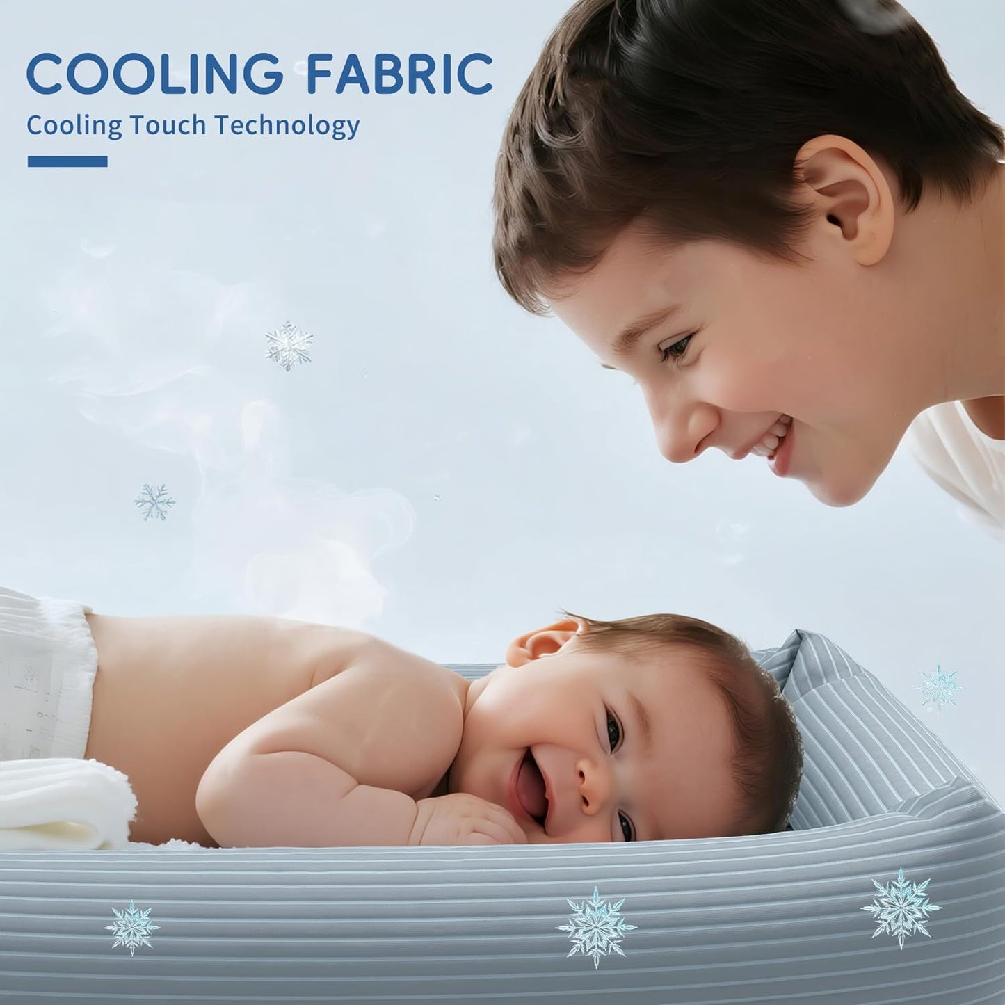 Breathable baby lounger for newborns with cooling fabric technology for enhanced comfort