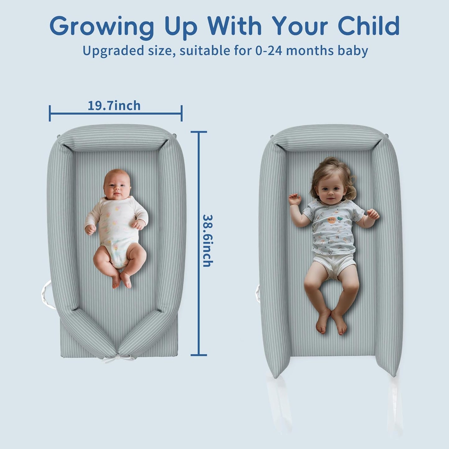 Sofoliana breathable baby lounger for newborns, designed for 0-24 months with adjustable size