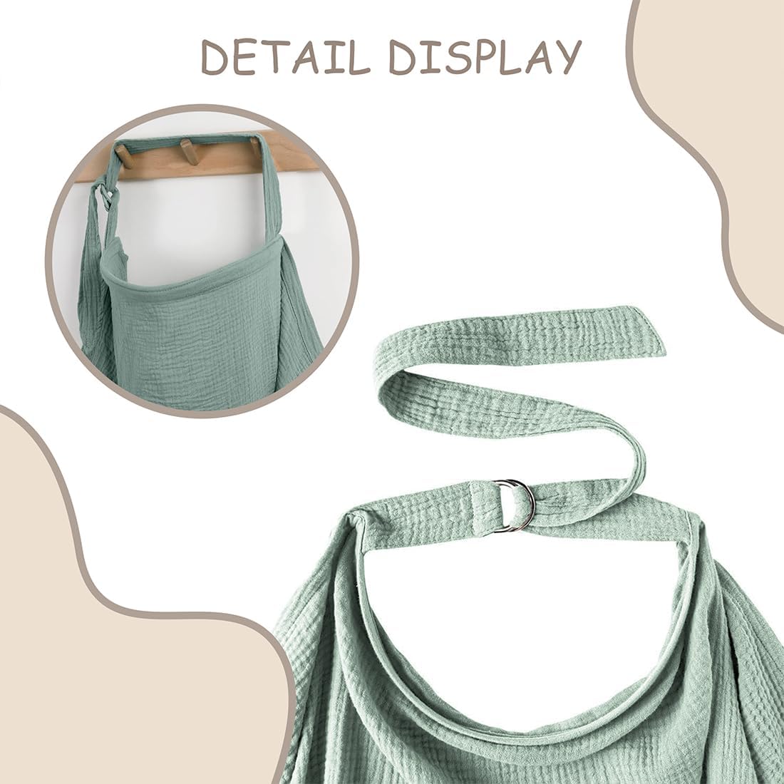 Detail display of BabyGliy breathable muslin nursing cover with adjustable straps and secure fastening