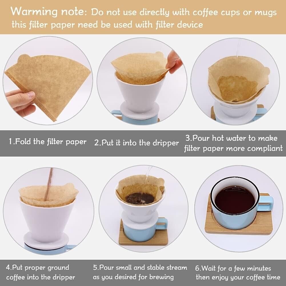 Step-by-step guide for using disposable coffee filters for drip coffee with folding and brewing instructions