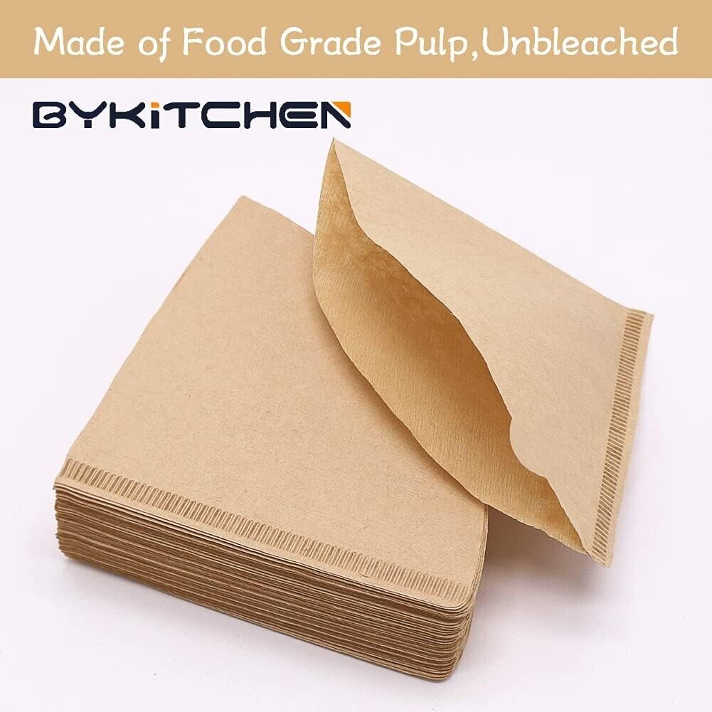 ByKitchen disposable coffee filters for drip coffee made from food grade pulp, unbleached and eco-friendly