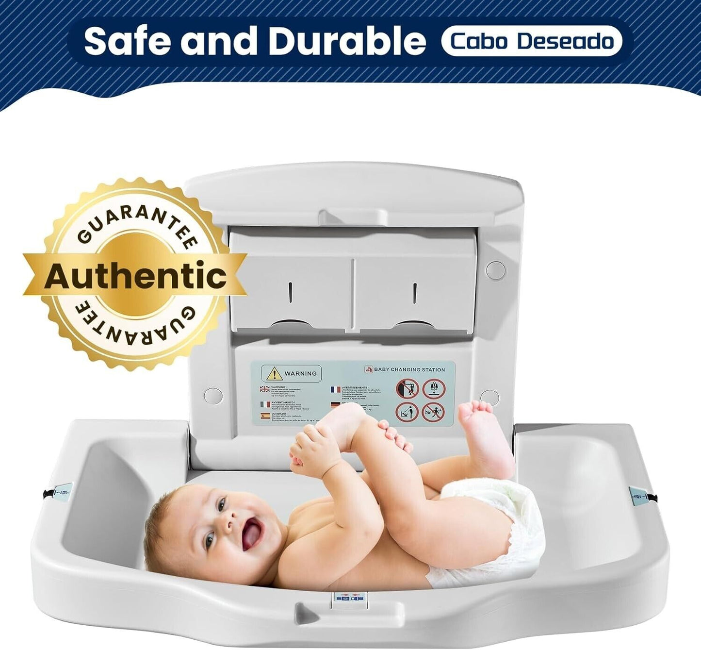 Cabo Deseado commercial baby changing station with safety features and durable design for easy diaper changes